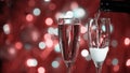 Champagne glass close up on Christmas and New Year holiday bokeh background Royalty Free Stock Photo