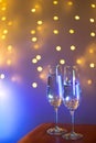 Champagne glass in disco party bar Royalty Free Stock Photo