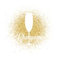 Champagne glass on golden glitter abstract vector Royalty Free Stock Photo