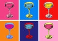 Champagne Glass Hand Drawing Vector Illustration. Alcoholic Drink. Pop art style.