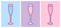 Champagne Glass. Memphis. Hand Drawing Vector Illustration. Alcoholic Drink. Pop Art Style