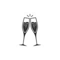 Champagne glass icon. Party drink silhouette.