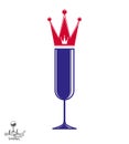 Champagne glass with royal crown, decorative goblet