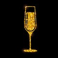 Champagne glass vector icon. Golden sparkle champagne glass Royalty Free Stock Photo