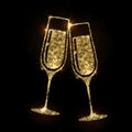 Champagne glass vector icon. Golden sparkle champagne glasses Royalty Free Stock Photo