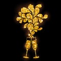 Champagne glass vector icon. Golden sparkle champagne glasses Royalty Free Stock Photo