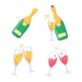 Champagne glasses. Alcoholic drinks for birthday parties Royalty Free Stock Photo