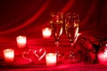Champagne glasses and candles Royalty Free Stock Photo