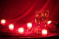 Champagne glasses and candles Royalty Free Stock Photo