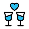 Champagne glasses, cheers fill vector icon which can easily modify or edit Royalty Free Stock Photo