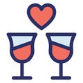 Champagne glasses, cheers Isolated Vector icon which can easily modify or edit Royalty Free Stock Photo