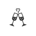 Champagne glasses cheers vector icon Royalty Free Stock Photo