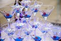 Champagne glasses with cherries. Royalty Free Stock Photo