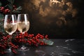 Champagne glasses , Christmas party. Holidays concept