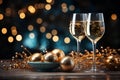 Champagne glasses , Christmas party. Holidays concept