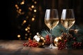 Champagne glasses , Christmas party. Holidays concept