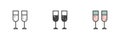 Champagne glasses different style icon set Royalty Free Stock Photo