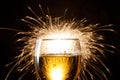 Champagne glasses with fire Royalty Free Stock Photo