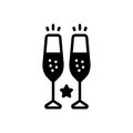 Black solid icon for Champagne Glasses, toast and drunk