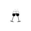 Champagne glasses icon. Glasses with wine in flat style Royalty Free Stock Photo