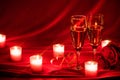 Champagne glasses and roses Royalty Free Stock Photo