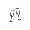 Champagne glasses toasting line icon Royalty Free Stock Photo