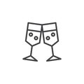 Champagne glasses toasting outline icon Royalty Free Stock Photo