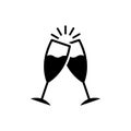 Champagne glasses vector icon. Glasses with wine illustration symbol. cheers sign or logo. Royalty Free Stock Photo
