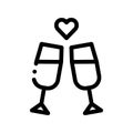 Champagne Glasses Wedding Ceremony Vector Icon