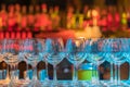 Champagne Glasses Wine Set in Night Club Bar Royalty Free Stock Photo