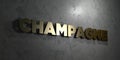 Champagne - Gold text on black background - 3D rendered royalty free stock picture