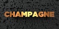 Champagne - Gold text on black background - 3D rendered royalty free stock picture