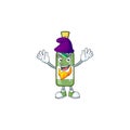 Champagne green bottle mascot cartoon style as an Elf Royalty Free Stock Photo