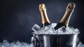 Champagne on Ice with Dynamic Lighting Effects Royalty Free Stock Photo