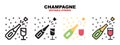 Champagne icon set with different styles Royalty Free Stock Photo