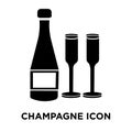 Champagne icon vector isolated on white background, logo concept