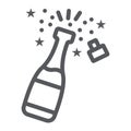 Champagne line icon, alcohol and toast, bottle sign, vector graphics, a linear pattern on a white background.