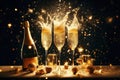 Champagne New Year Christmas Celebration. AI generated