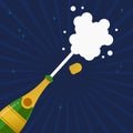 Champagne party bottle splash explosion card