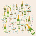 Champagne party pattern theme illustration