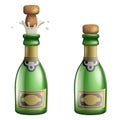 Champagne Popping Cork Bottle Pledge Celebration Success Prosperity Symbol Drink Icon 3d Realistic Template Vector