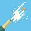 Champagne popping flat vector design.