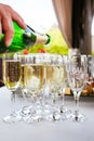 Champagne poured into glasses