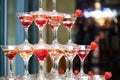 Champagne pyramid on event, party or banquet