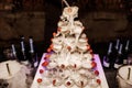 Champagne pyramid at wedding party