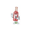 Champagne red bottle Character on A stylized Waiter look