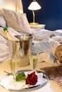 Champagne rose bed celebrate special occasion bedroom Royalty Free Stock Photo