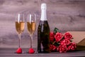 Champagne and roses Royalty Free Stock Photo