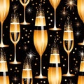 Champagne celebration, festive party, elegant luxury retro vintage art deco style illustration