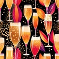 Champagne celebration, festive party, elegant luxury retro vintage art deco style illustration